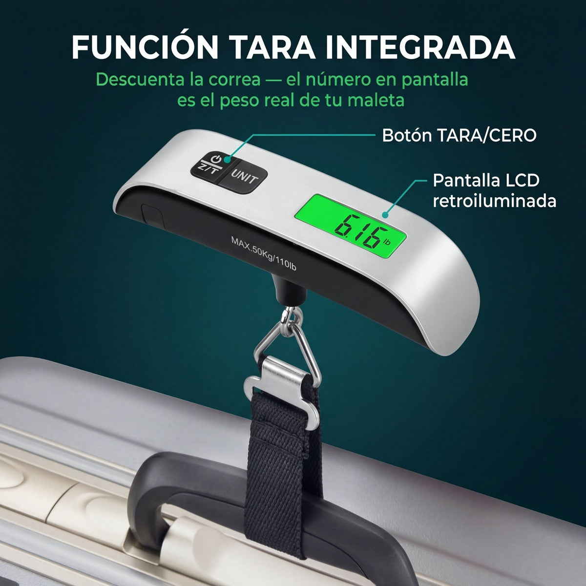 ViajeSmart Pro — Balanza de Maleta + Localizador Bluetooth 5.0